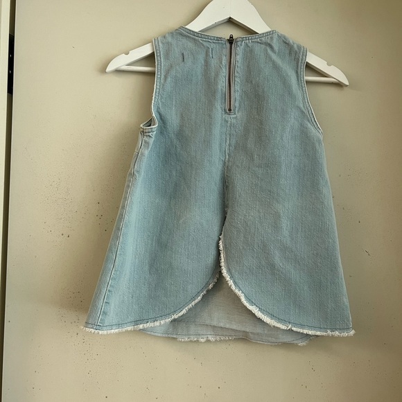 Madewell Split Back Denim Raw Hem Tank Top - Picture 3 of 5